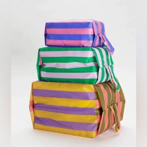 BAGGU 3D Zip Pouches 〰️ Awning Stripes 〰️ Set of 3